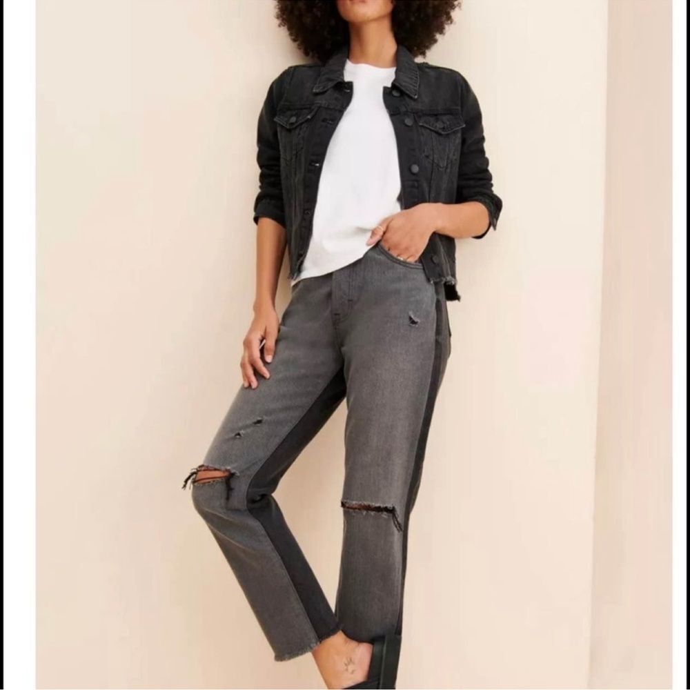 Hidden Sz 25 Tracey High Rise Straight Black Gray Denim Raw Hem Distressed Pants